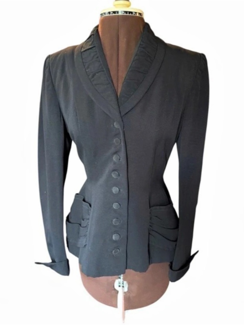 Vintage late 1940s Lou Larry  Black  structured Blazer